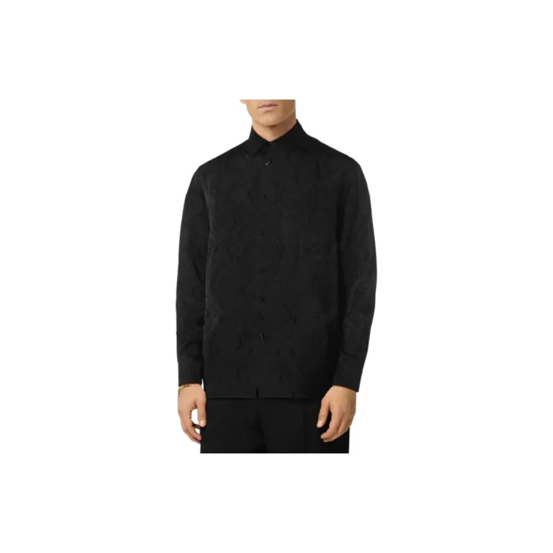 VERSACE Patterned Jacquard Long Sleeved Buttoned Shirt-3