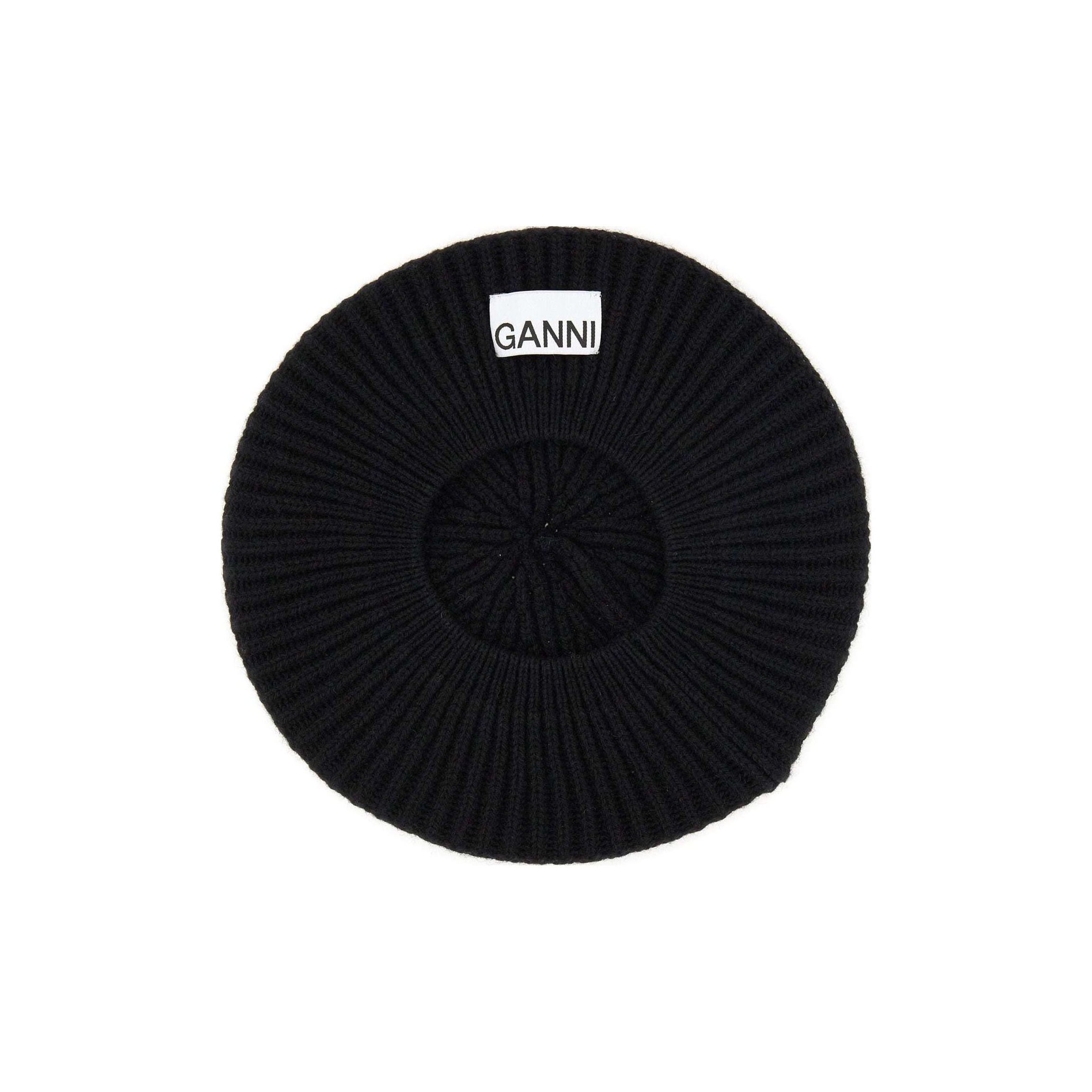 GANNI Logo Patch Ribbed Knit Hat - POIZON