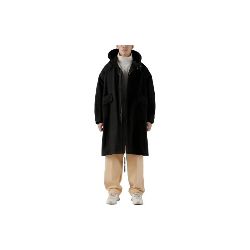 ZARA Trench Coats Men Black-2