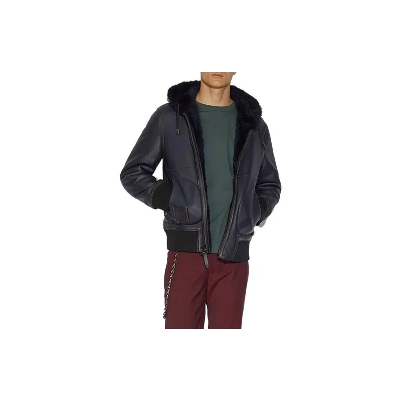 COACH Leather Jackets Men Navy-1