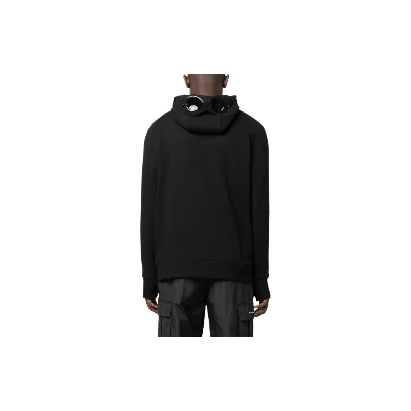 C.P.Company Logo Printed Drawstring Zip Up Hoodie-4