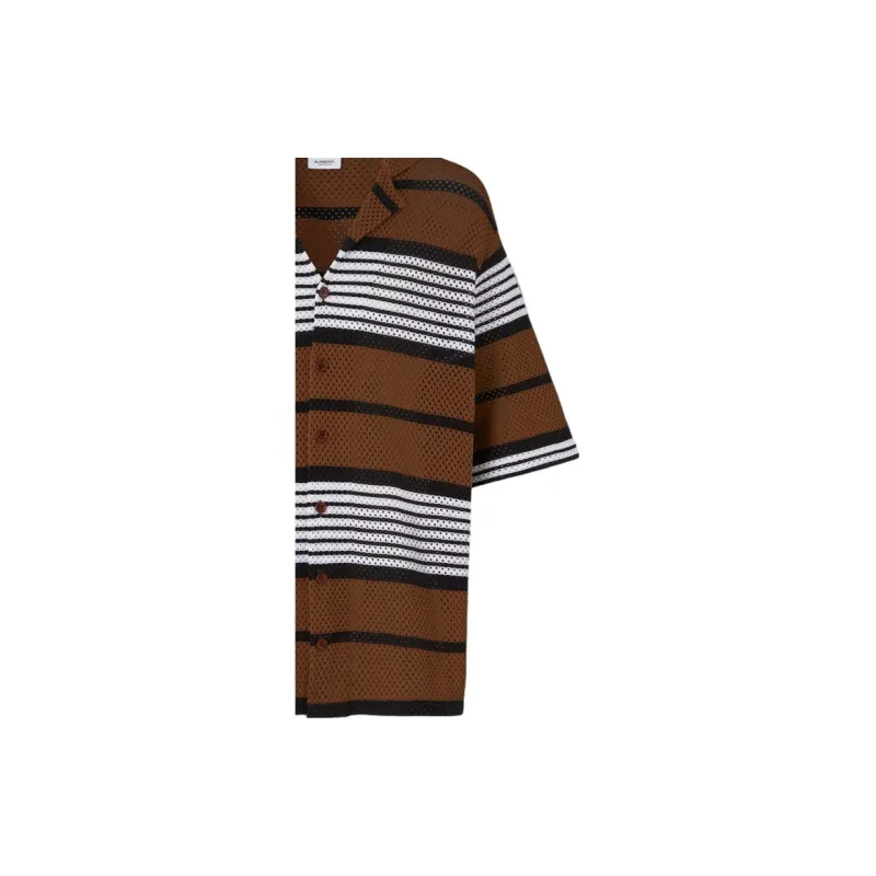 Burberry Short sleeve Stripe Print Nylon Oversized Shirt-5