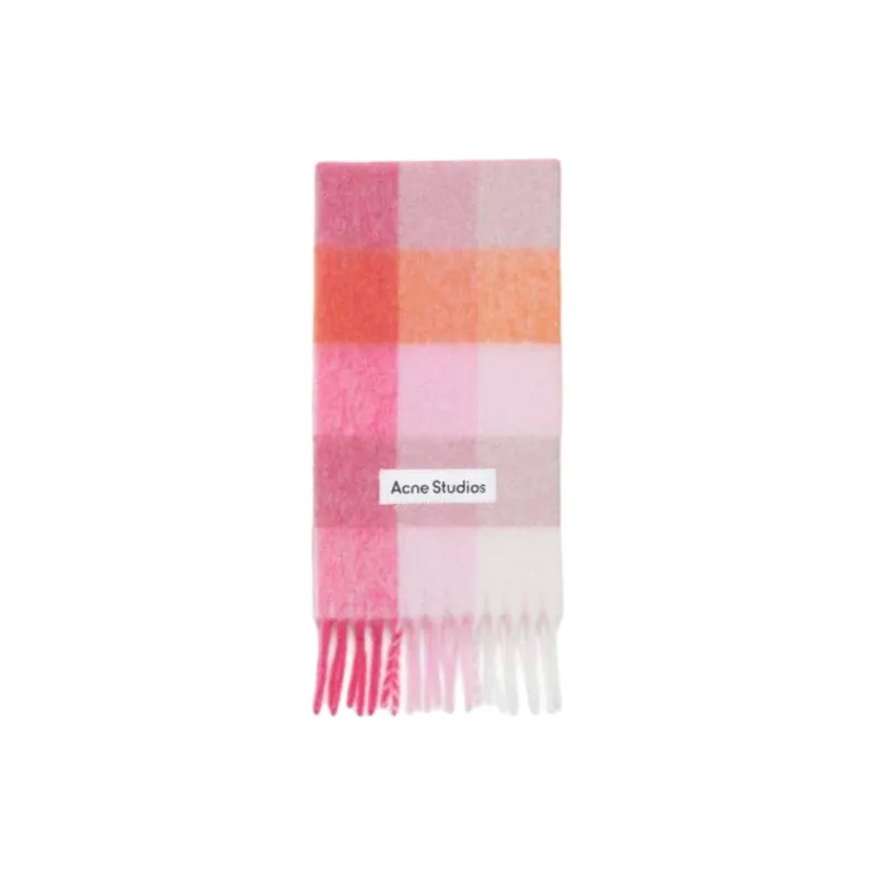 Acne Studios Logo Patch Checked Scarf-0
