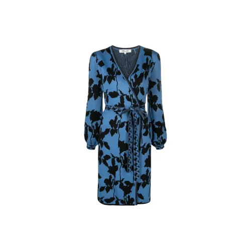 DVF Diane Von Furstenberg Long-Sleeved Dresses Women's Black/Blue