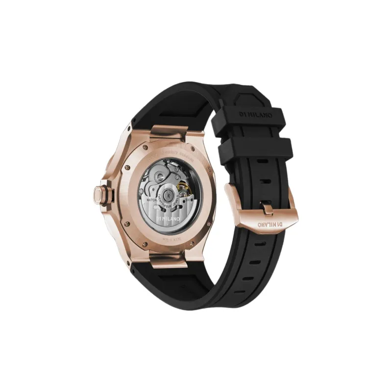D1 MILANO Wrist Watch Mechanical Movement Rubber Strap 41.5mm Cut Out Dial Unisex-1