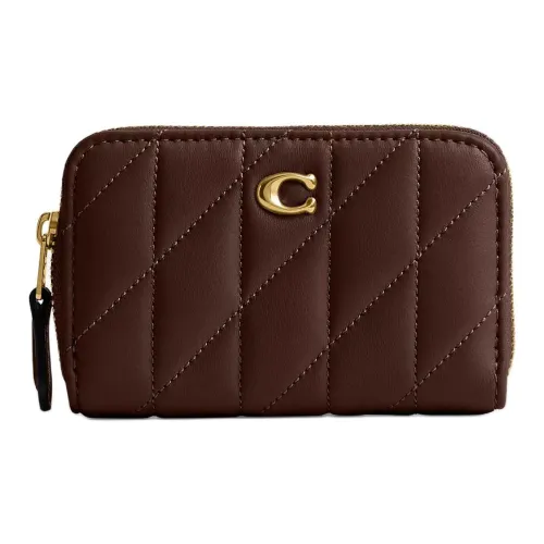COACH Zip Around Nappa Leather Wallet Small Size Women's Maple