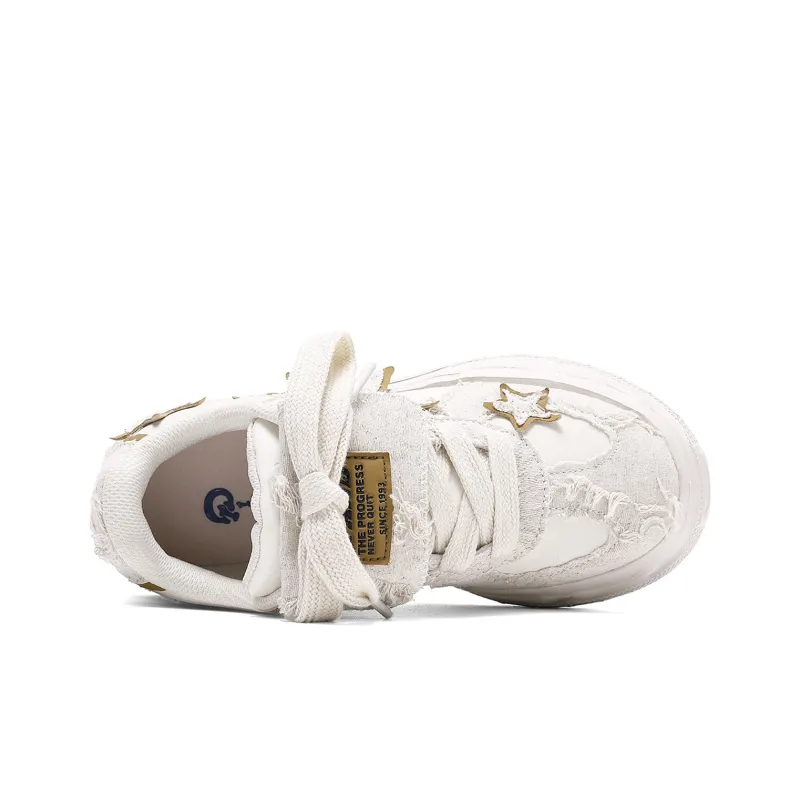 Q AND Coverage Slip Resistant, Abrasion Resistant, Height Increasing Low Top Skateboard Shoes Unisex Beige-3