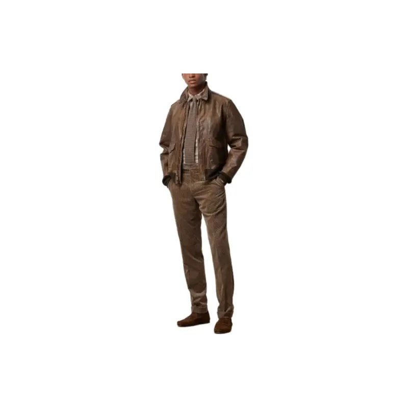 Ralph Lauren Purple Label Ridley Leather Bomber Jacket Jackets & Coats Men's Brown-1