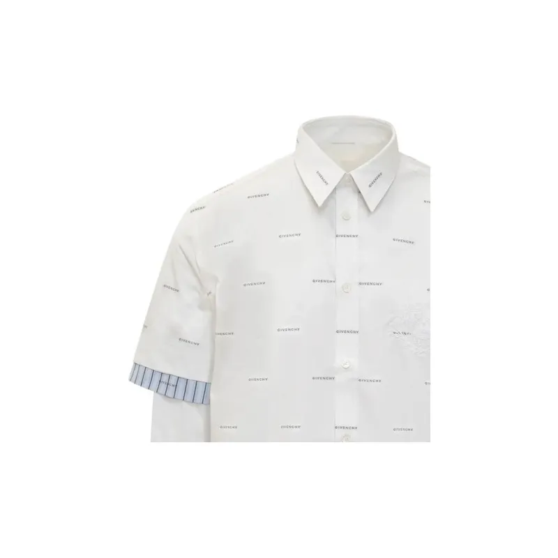 Givenchy All Over Logo Printed Double Layered Shirt-4