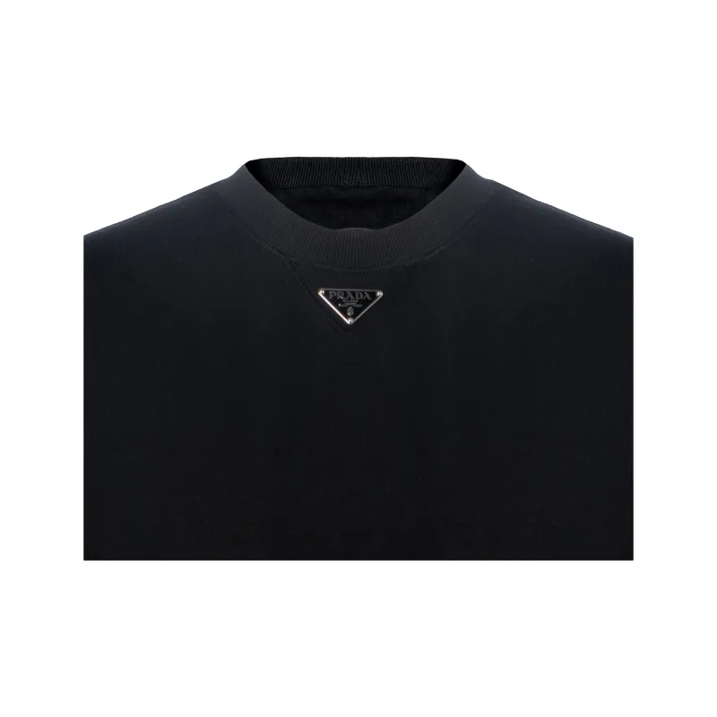 PRADA SS23 Men Solid Round Neck Pullover Long Sleeve Sweatshirt Black-3