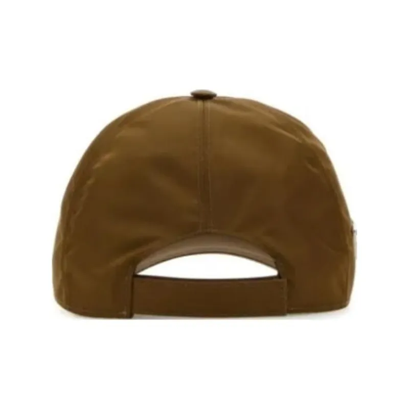 PRADA Recycled Nylon Cotton Baseball Caps Men's Brown-1