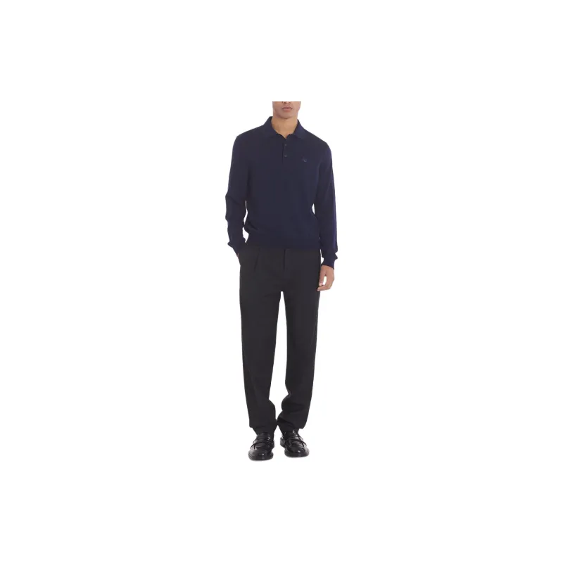 Maison Kitsune Fox Head Patch Fine Knit Polo Shirt-2