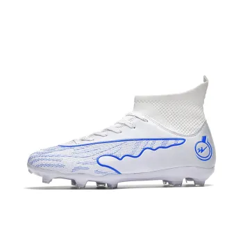 DOUBLE STAR 88 Anti Slip Wear Resistant Soccer Shoes Unisex White Blue