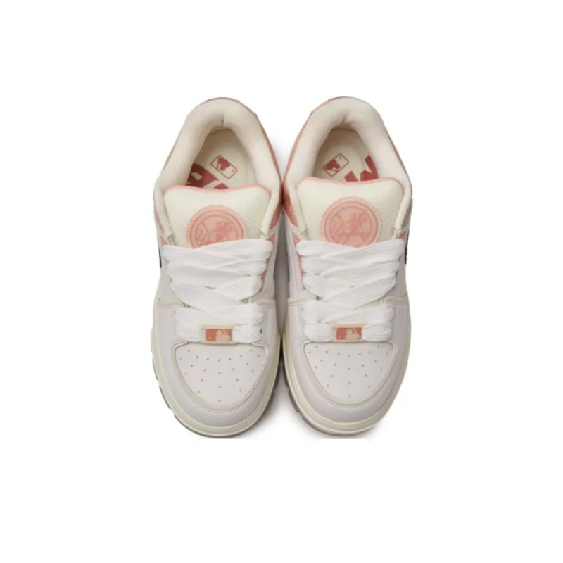 MLB New York Yankees Slip Resistant Low Top Skateboard Shoes Women's White Pink-3