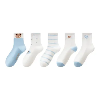 MIIOW Mid Calf Socks Women's 5 Pack Mixed Color