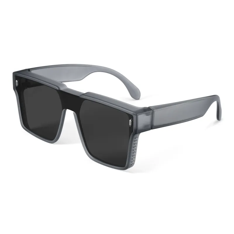 Sha Lehua TR/Memory Plastic Irregular Shape Sunglasses Unisex Bright Black, Ecru, Translucent Gray-2