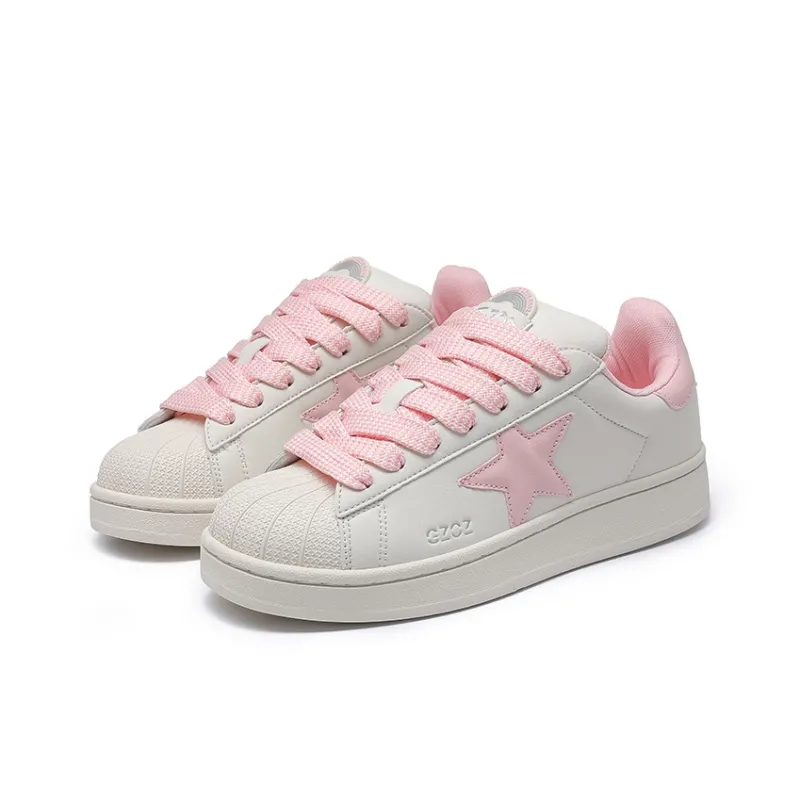 GZOZ Slip-Resistant Cushioning Abrasion-Resistant Low-Top Skateboard Shoes Women's Cream Pink-2