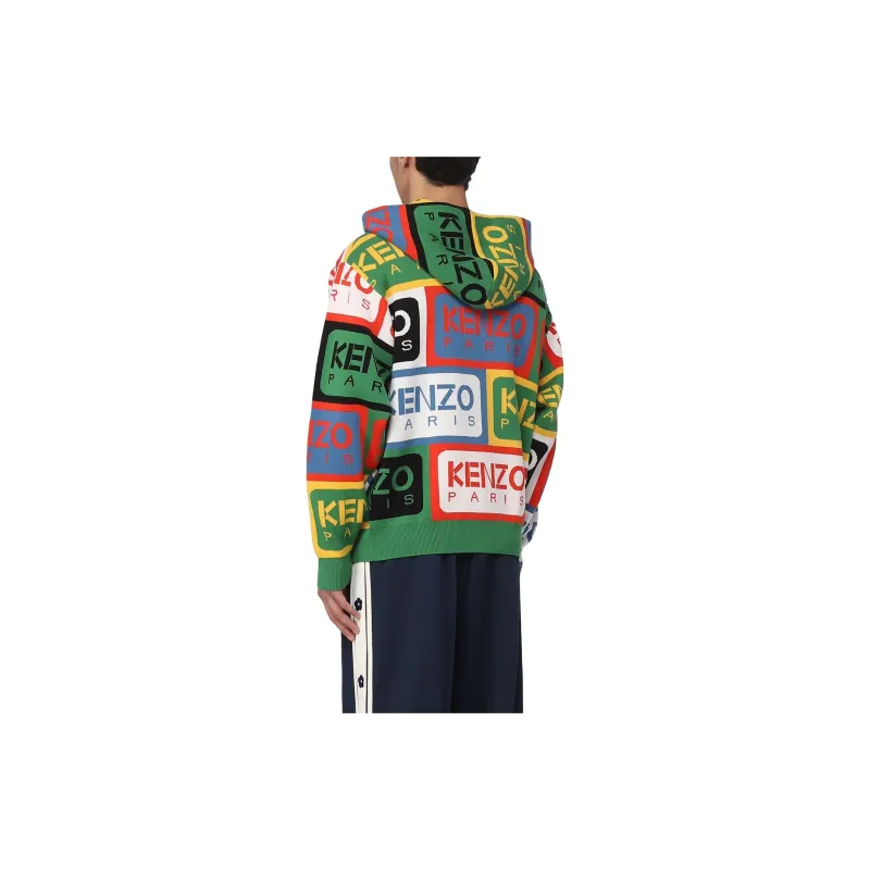 KENZO Zipped Drawstring Knitted Hoodie-2