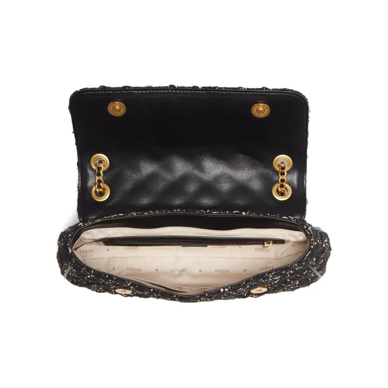 GUESS Tweed Shoulder Bag Crossbody Bag Women's Black-3