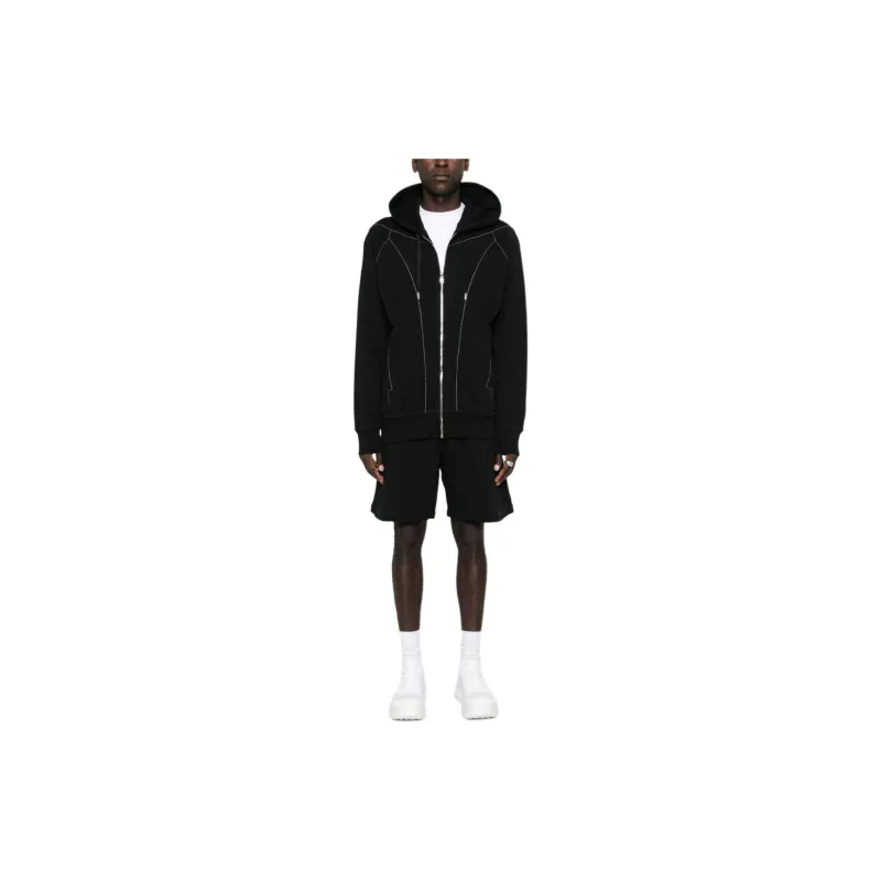 Alexander McQueen Contrast Stitched Zipped Hooded Jacket-1