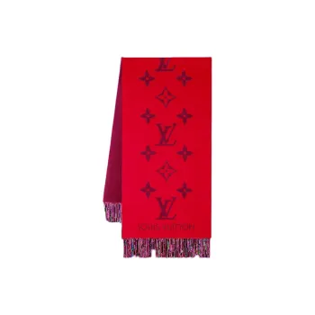 LOUIS VUITTON Cashmere Knit Scarves Women's Red