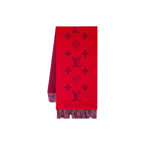 LOUIS VUITTON Cashmere Knit Scarves Women's Red