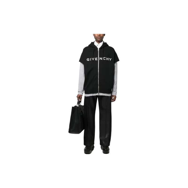 Givenchy Logo Printed Layered Zip Up Hoodie-2