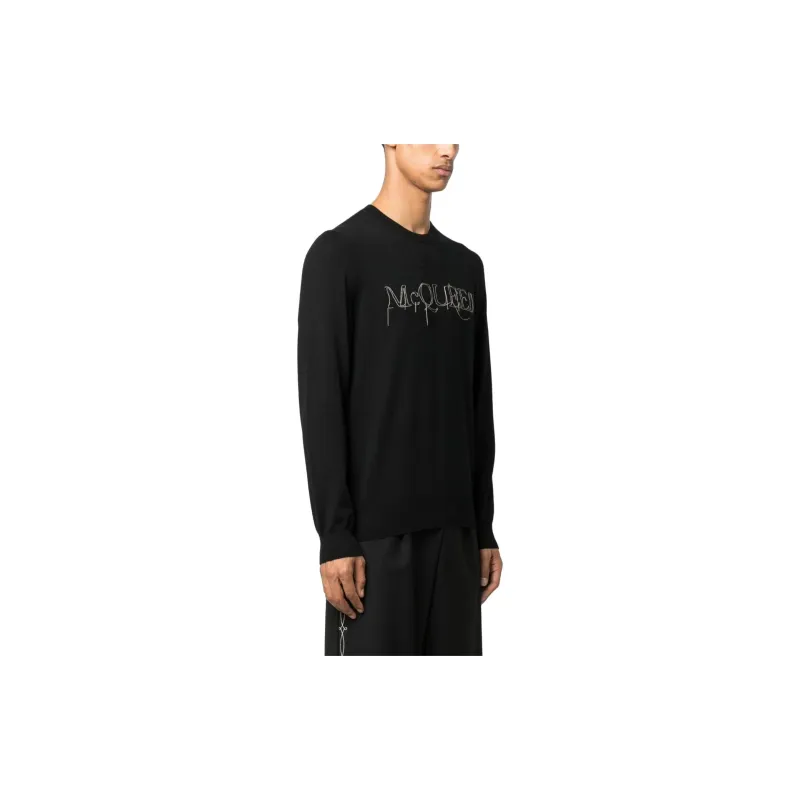 Alexander McQueen Logo Embellished Crewneck Jumper-3