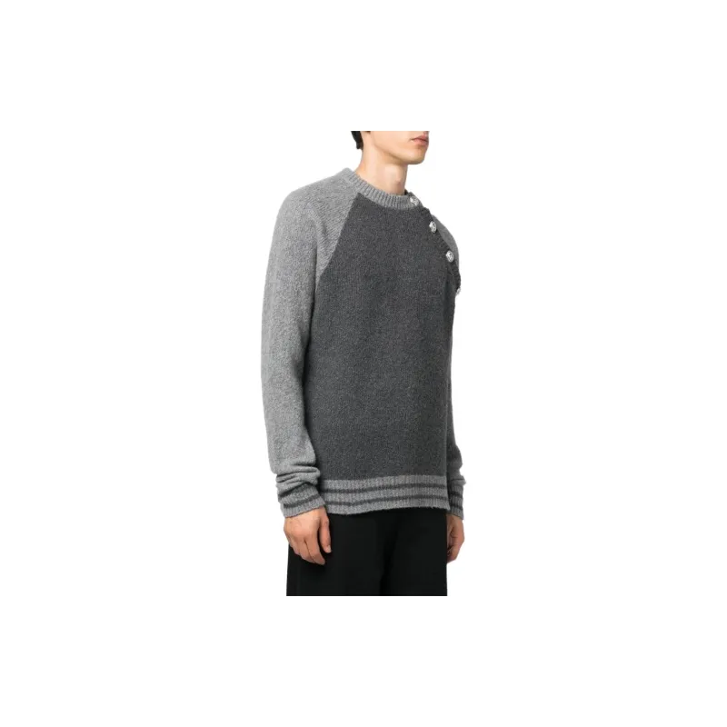 BALMAIN Cashmere Sweaters Men Dark Gray-2