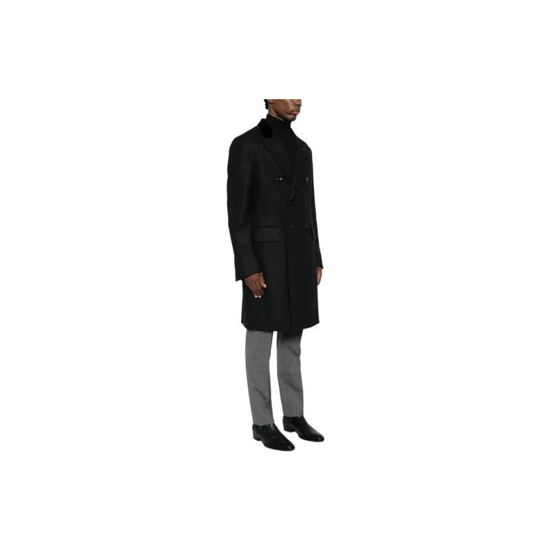 TOM FORD Double Breasted Velvet Detailed Coat-3