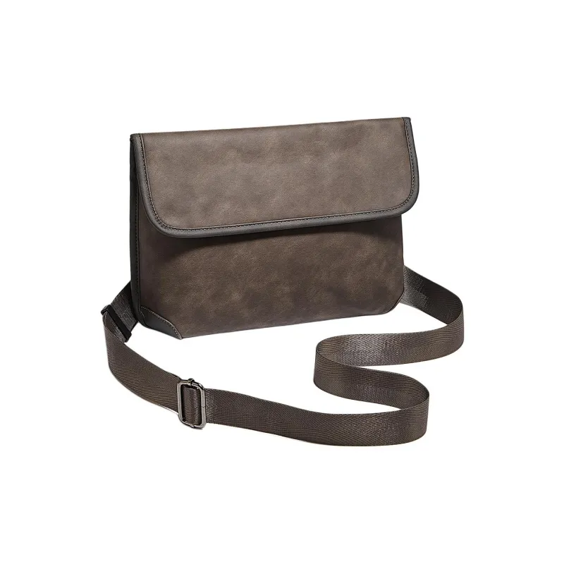 Marino Orlandi Synthetic Leather Shoulder Bag Crossbody Messenger Bag Medium Size Unisex Black/Coffee-8