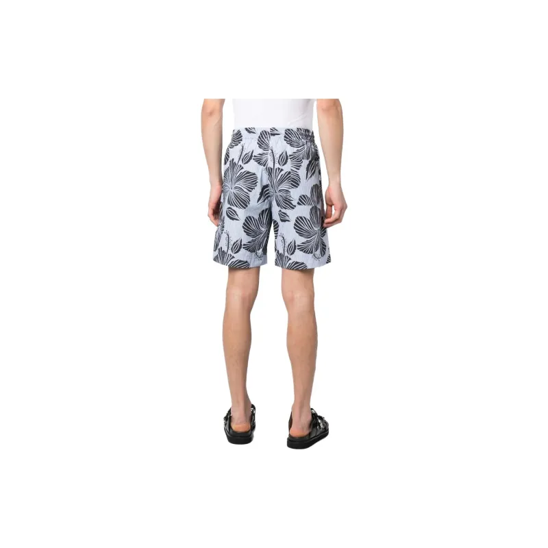 MSGM Striped Hibiscus Printed Shorts-2