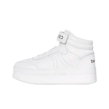 CELINE Block High Top Stylish Skateboarding Shoes Women's White
