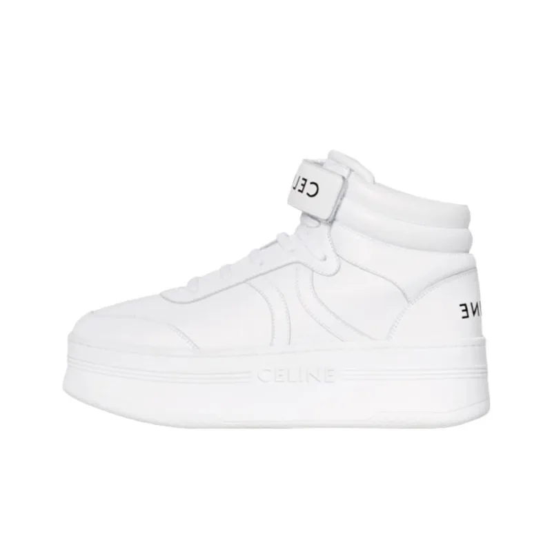 CELINE Block High Top Stylish Skateboarding Shoes Women's White-0