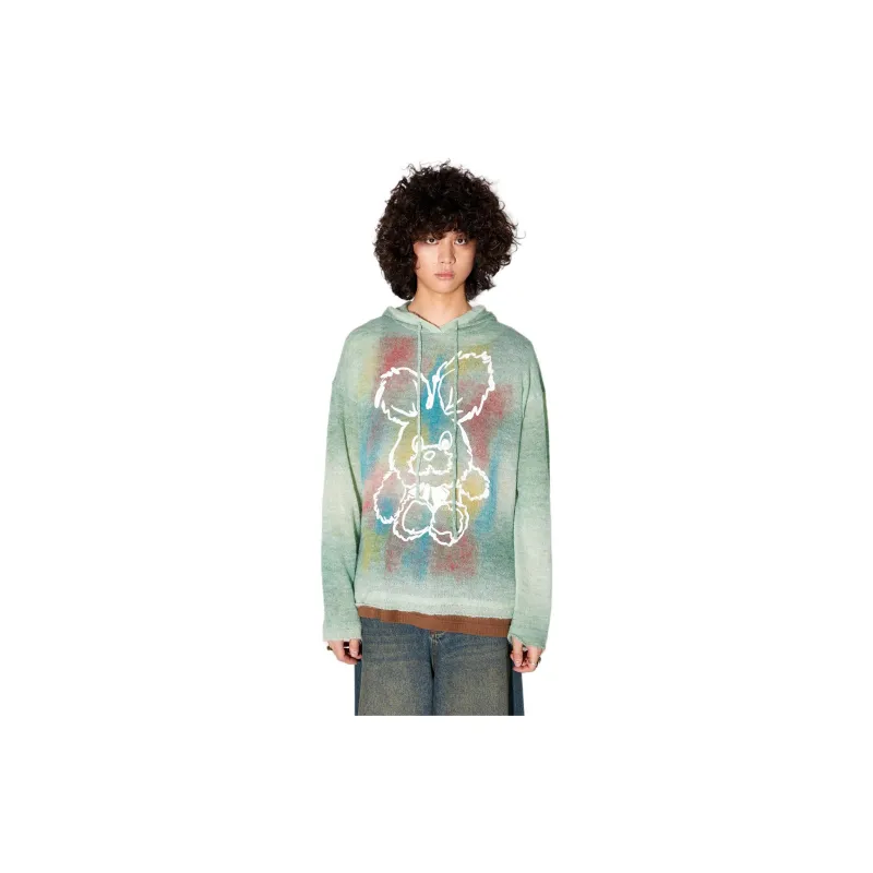 WULISHAONIAN Sweater Unisex Sand Ice Green-2