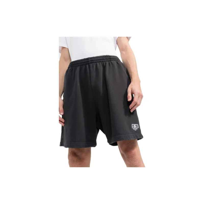 Balenciaga BB Paris Icon Casual Shorts Men Black-3