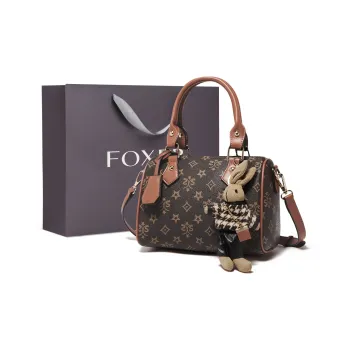 FOXER PVC Monogram Crossbody Mom Bag Boston Bag Regular Women's Coffee