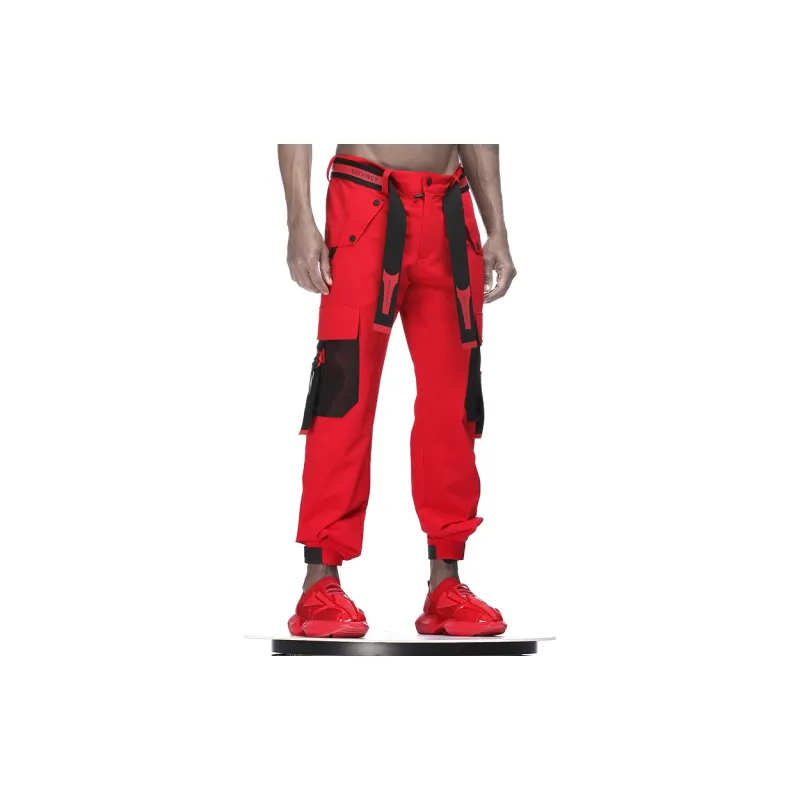 NORVINCY Mountaineering Travel Bright Color Trendy Pants Unisex Red-5