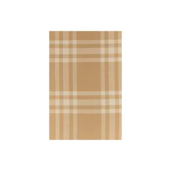 Burberry Logo Embroidered Check Pattern Frayed Edge Scarf