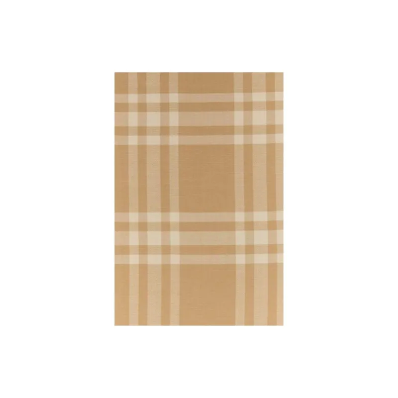 Burberry Logo Embroidered Check Pattern Frayed Edge Scarf-0