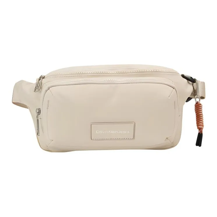 CALVIN KLEIN Fabric One Shoulder Crossbody Fanny Pack Medium Size Men Ecru-0