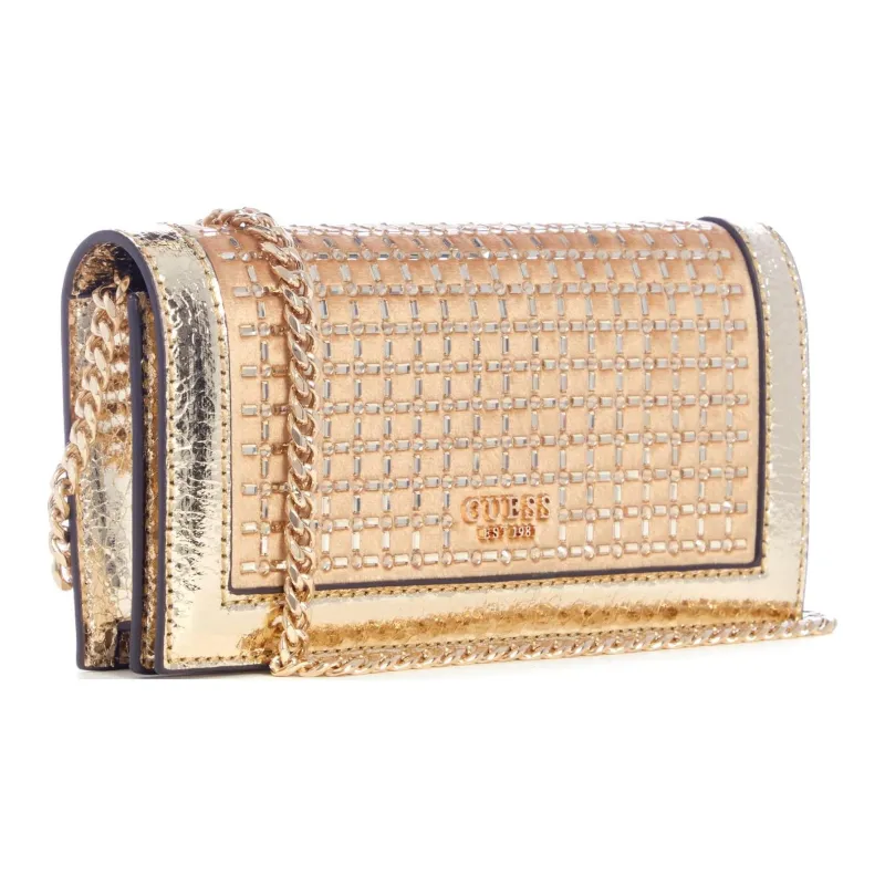 GUESS Velvet Shoulder Bag Crossbody Bag Mini Women's Gold-1