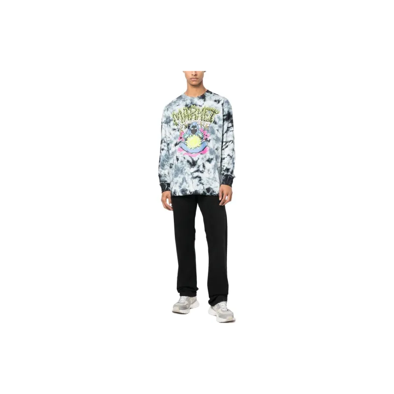 Market Smiley Grim Reaper Long Sleeve Tee 'Black Gray Tie Dye'-1