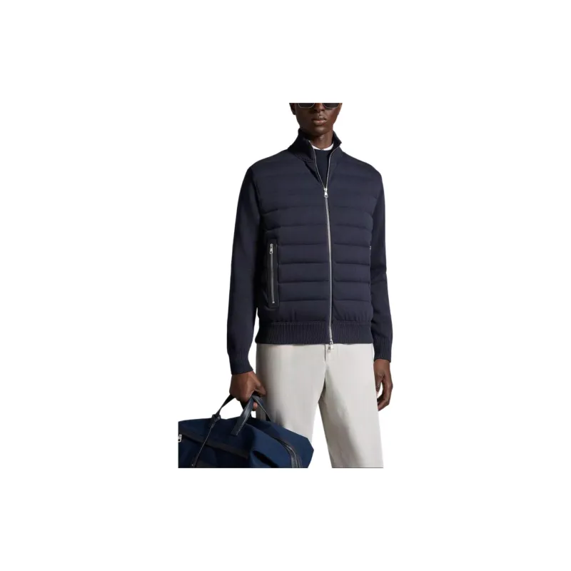 Moncler Padded Corduroy Collection SS24 Padded Cotton Zip Up Cardigan Down Jacket Men's Blue-1