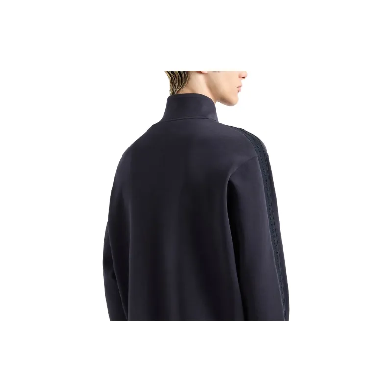 EMPORIO ARMANI Double jersey Full zip Sweatshirt With Embossed Logo Lettering Tape-5