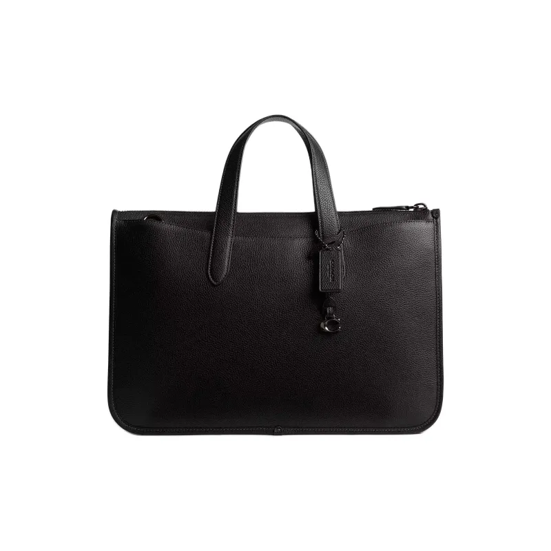 COACH Litchi Grain Leather Crossbody One Shoulder Handbag Tubas Men's Black-2