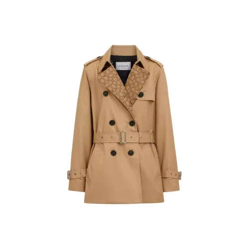 COACH Trench Coats Women's Khaki