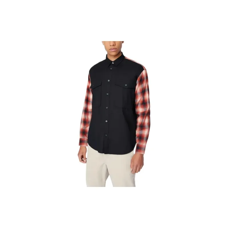 ARMANI EXCHANGE Shirts Men Black Red-4