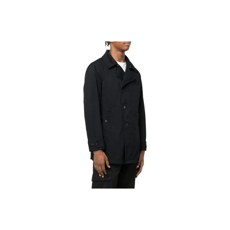 STONE ISLAND Logo Patch Asymmetric Buttoned Coat-1