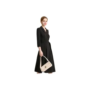 FENHONGMALI Long Sleeved Dress Women's Black
